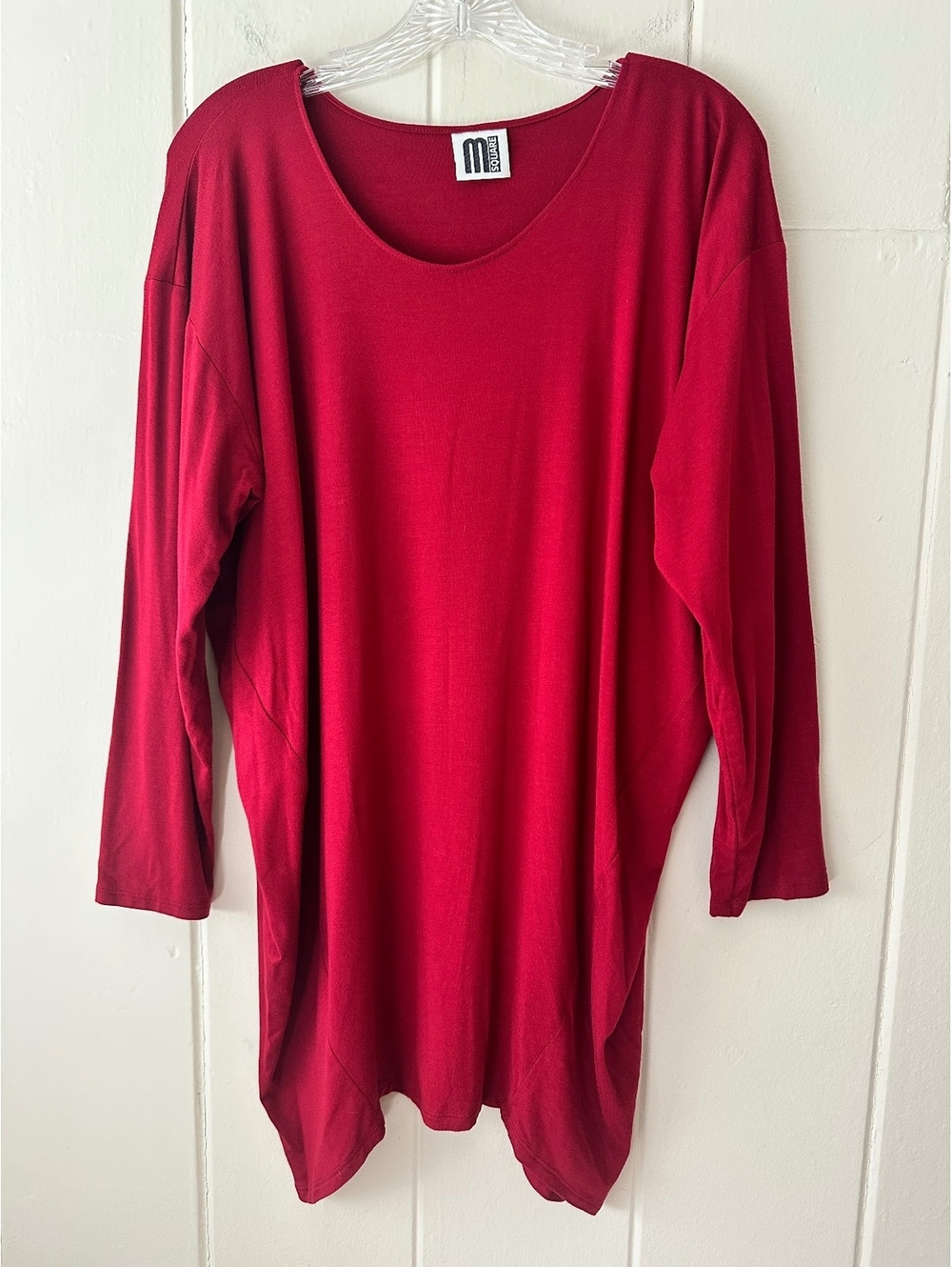 M Square by Neetu Malik Red Long Sleeve Tunic Top Lagenlook Art To Wear One Size